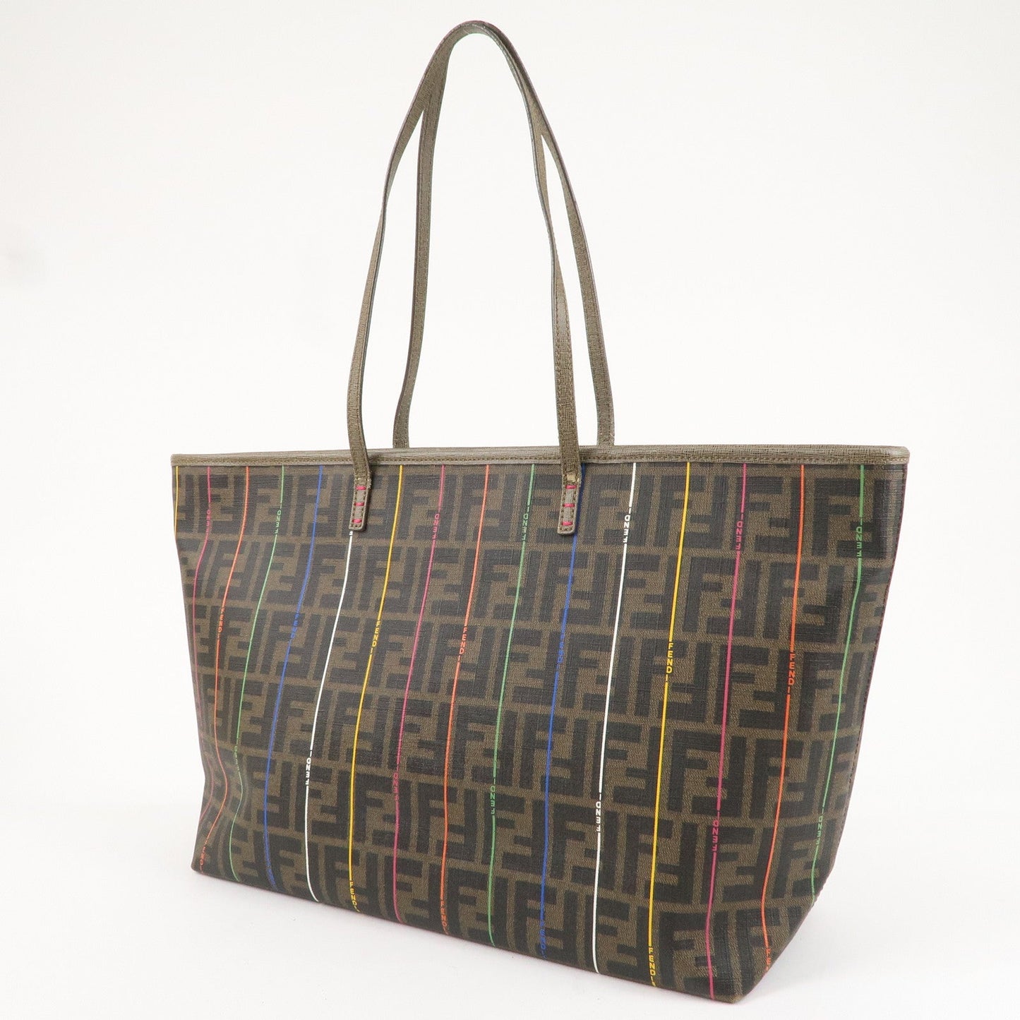 FENDI Zucca Logo Print PVC Leather Tote Bag Multi Color 8BH185