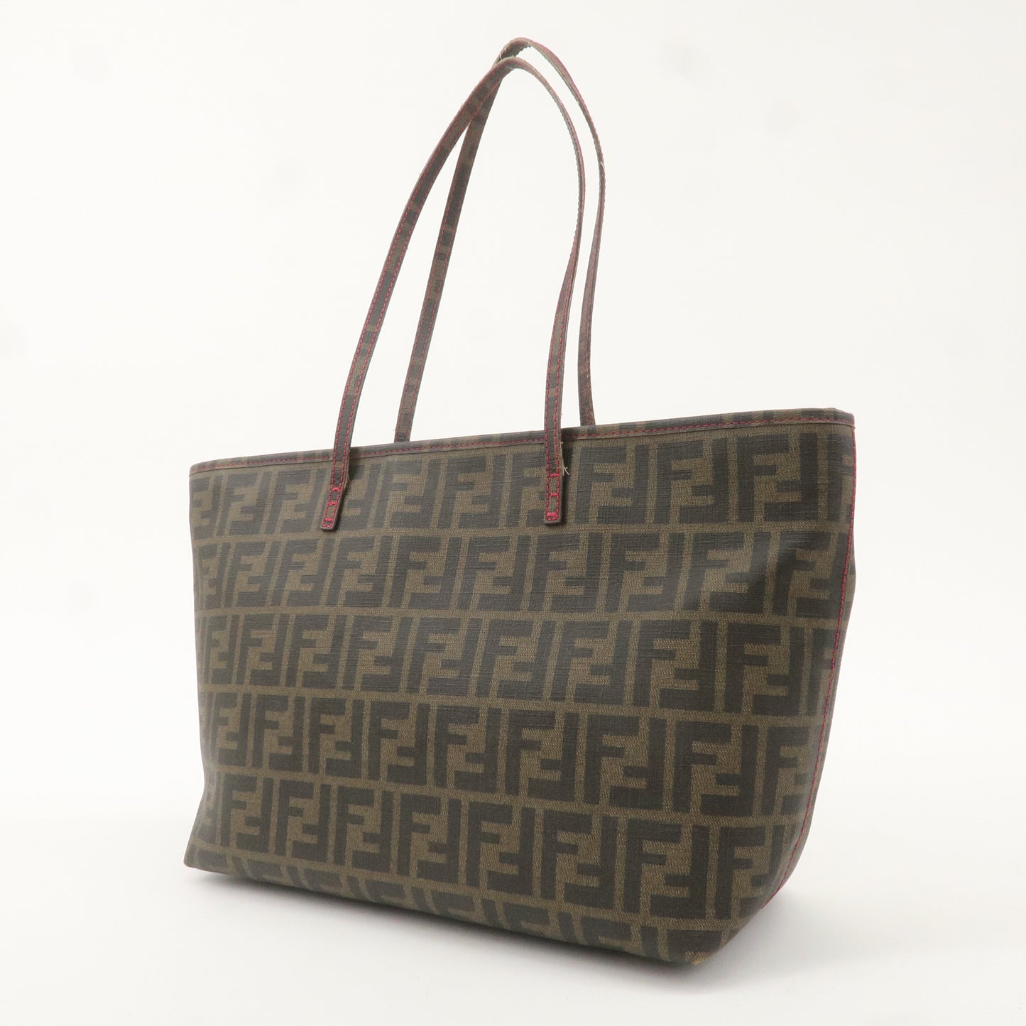 FENDI Zucca Logo Print PVC Tote Bag Khaki Black Pink 8BH198