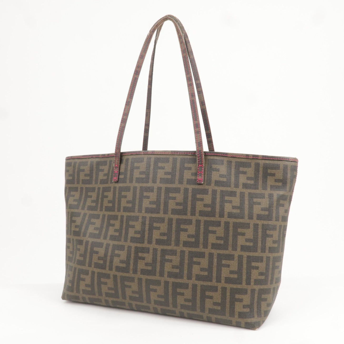 FENDI Zucca Logo Print PVC Leather Tote Bag Khaki 8BH198