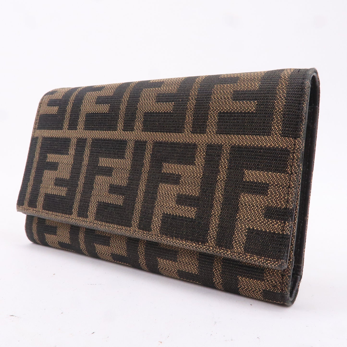 FENDI Zucca Canvas Tri-fold Wallet Brown Black 8M0011