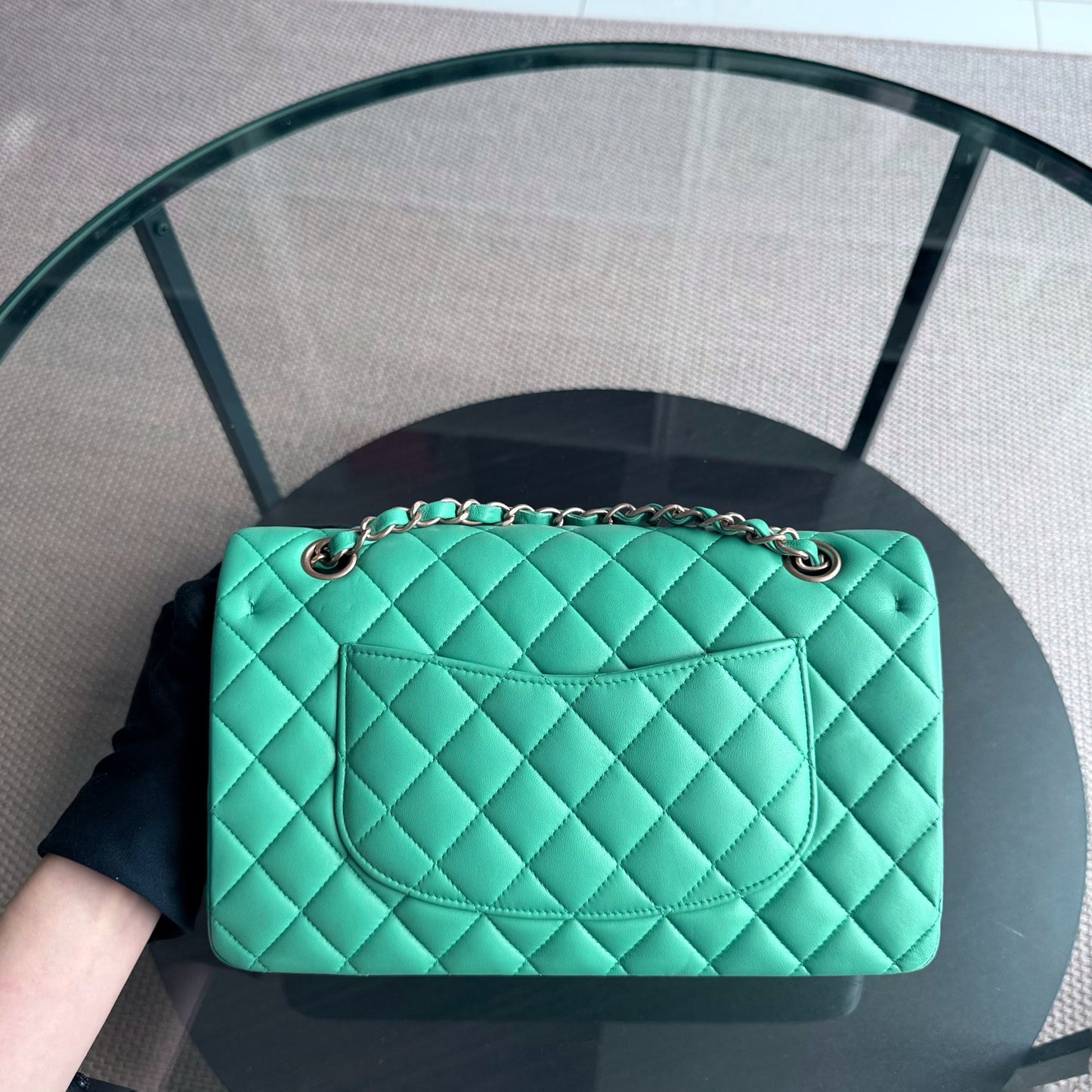 Chanel Classic Flap Medium - 25CM Quilted Lambskin Cyan Blue Gold Hardware Series 27