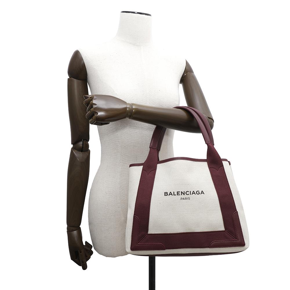 BALENCIAGA Navy Kabas Natural/Bordeaux339933 Canvas Leather