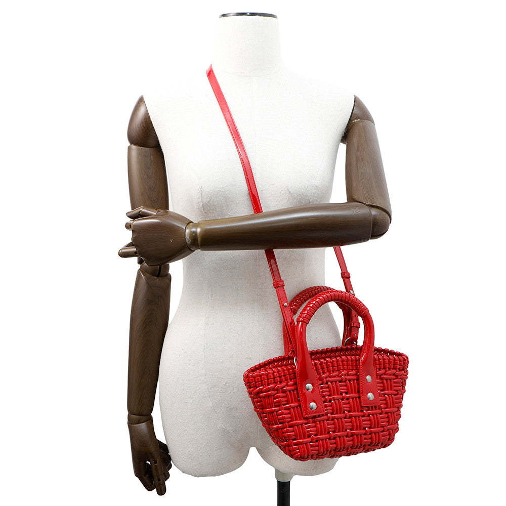 BALENCIAGA Bistro 2WAY Handbag Red678028 Patent Leather Size XXS