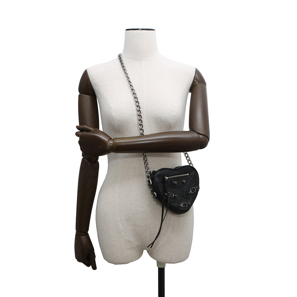 BALENCIAGA Luca Goal Heart ChainShoulder Black722781 Lambskin