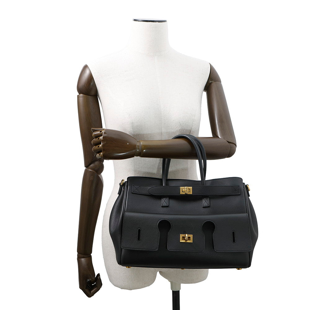 BALENCIAGA Bel Air Carryall Black812545 Smooth Calf Leather Size Small