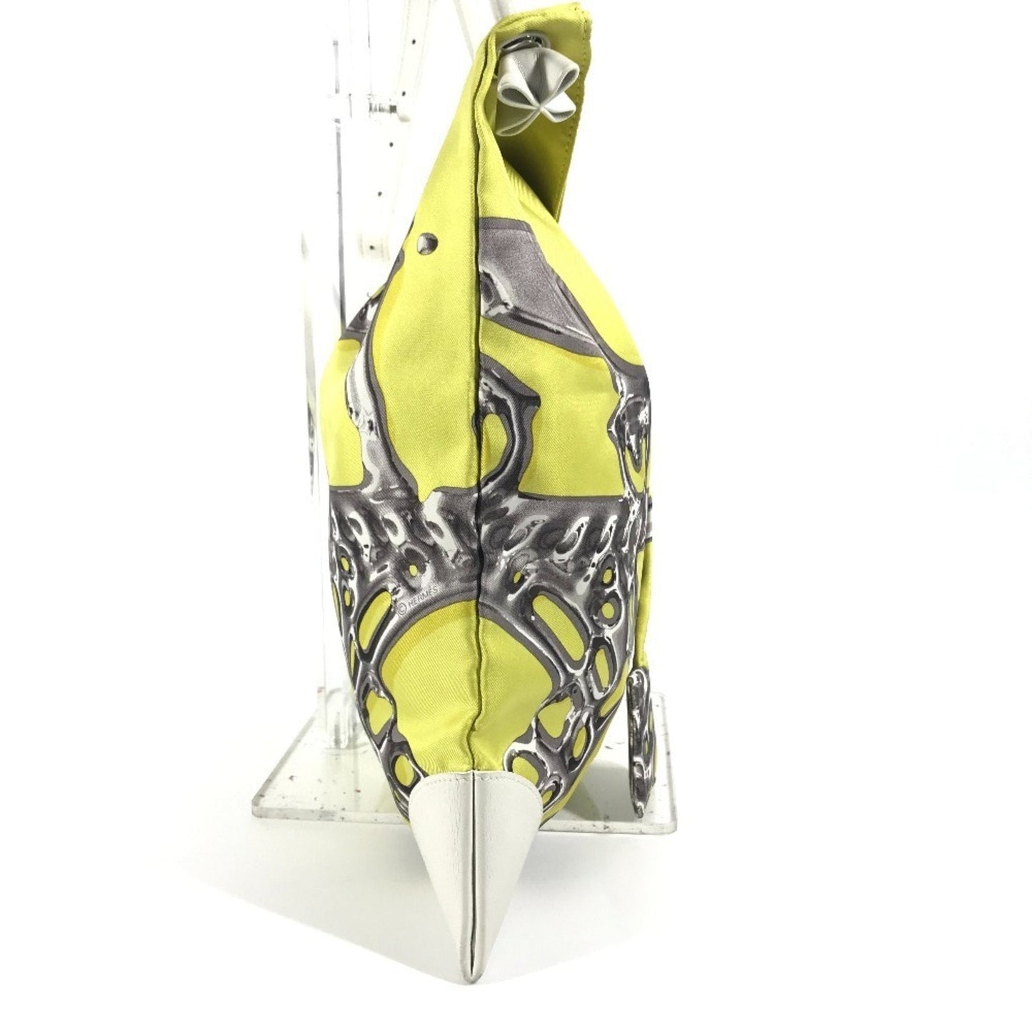 Hermes White Yellow Silk Leather Shoulder Bag ( )