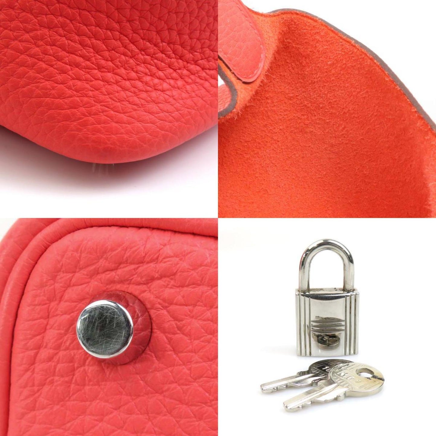 Hermes Silver Taurillon Clemence Leather Handbag ( )