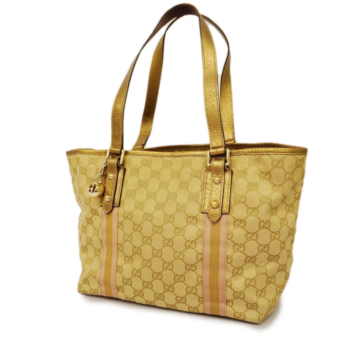 GUCCIAuth Sherry Line Tote Bag 137396 Women's GG Canvas,Leather Beige,Gold