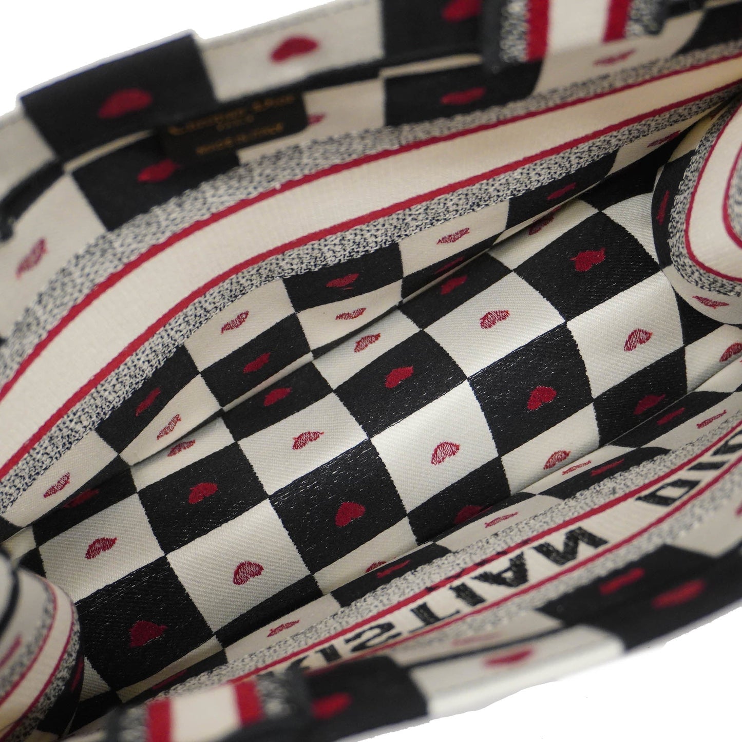 CHRISTIAN DIOR Book Tote Women's Canvas Tote Bag Black,Red Color,White