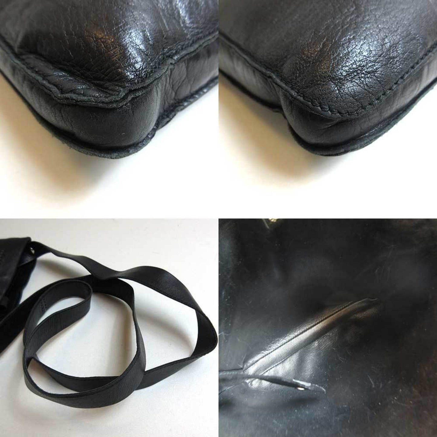 Hermes Toudou Black Leather Pochette Shoulder Bag ( )