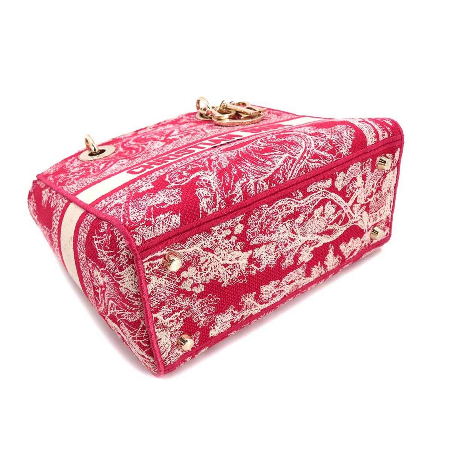 CHRISTIAN DIOR Lady Light Medium 2way Hand Shoulder Bag Canvas Pink M0565ORGO LADY D-LITE