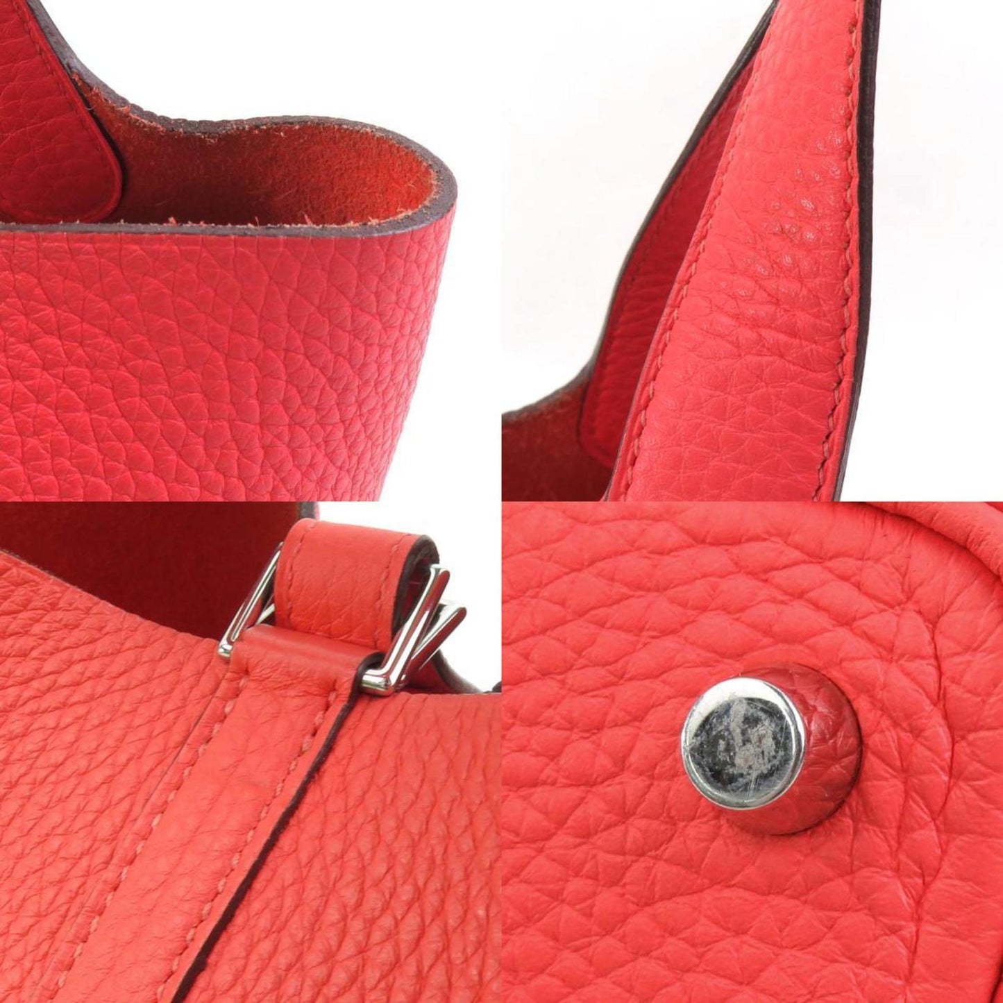 Hermes Silver Taurillon Clemence Leather Handbag ( )