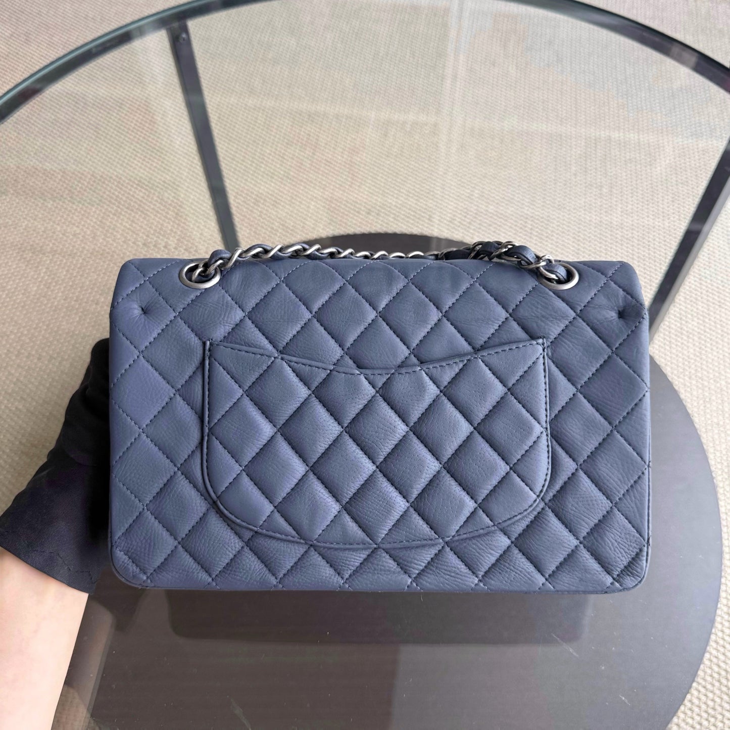 Chanel Classic Flap Medium - 25CM Calfskin Quilted Blue Silver Hardware Series 17