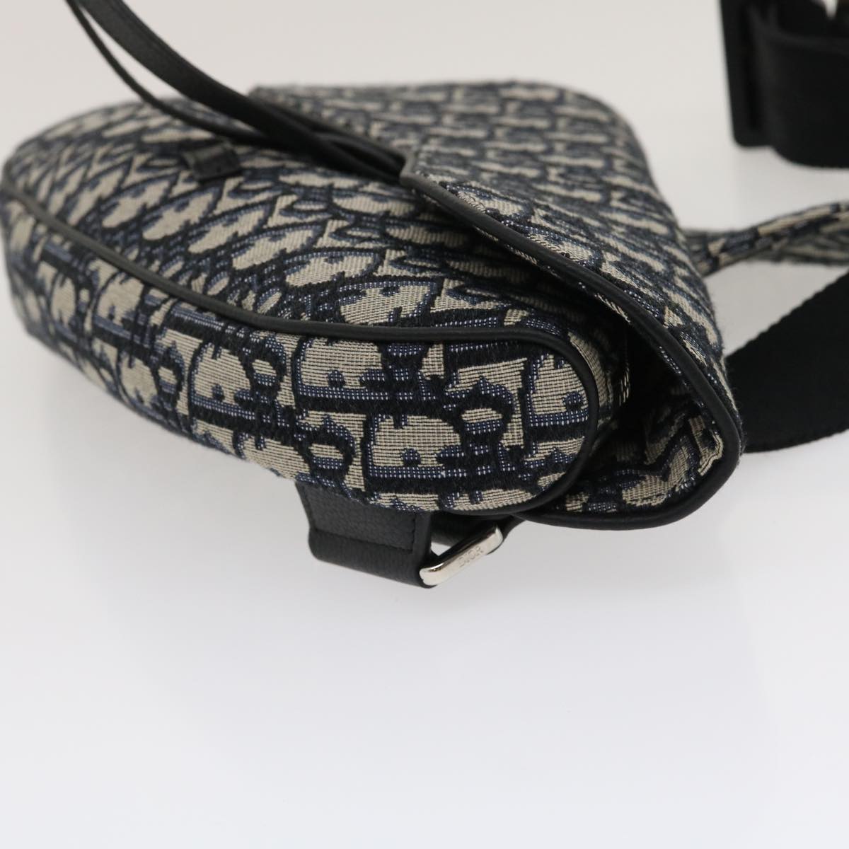 CHRISTIAN DIOR Trotter Canvas Oblique Saddle Shoulder Body Bag Blue 29581A