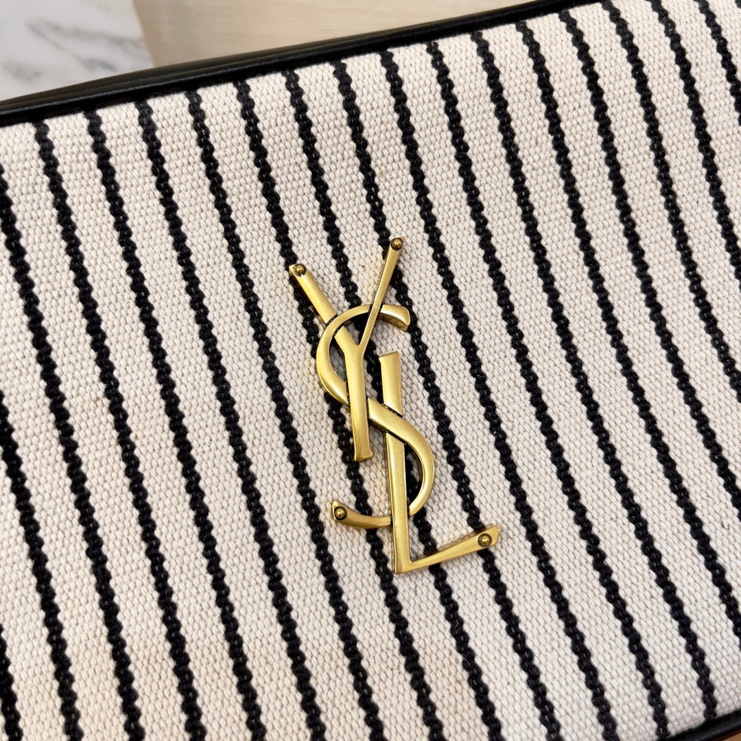 Top Quality Lou Camera Bag In Canvas Black And White For Women 9in/23cm YSL 612542FAACG9583