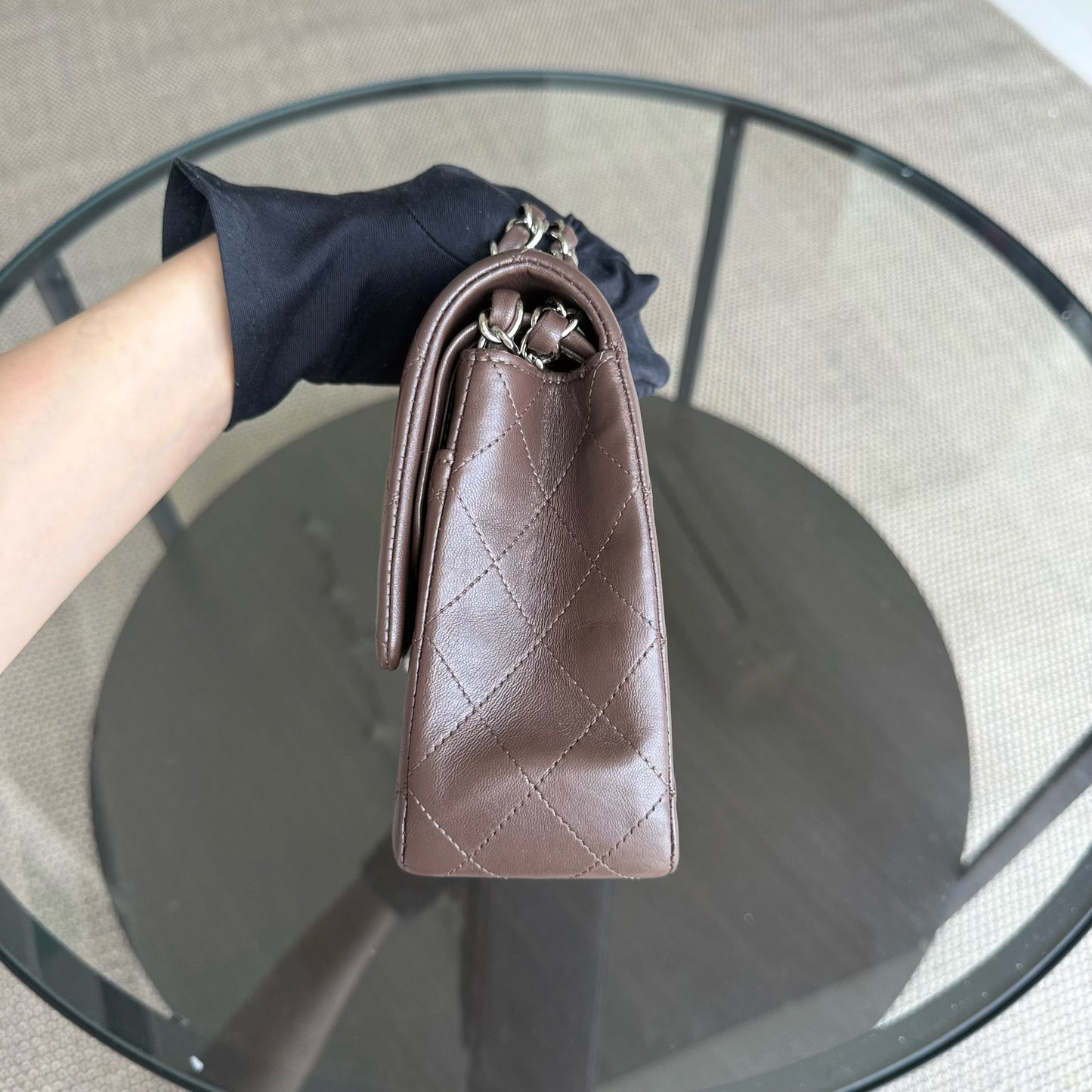 Chanel Classic Flap Medium - 25CM Quilted Lambskin Brown Silver Hardware