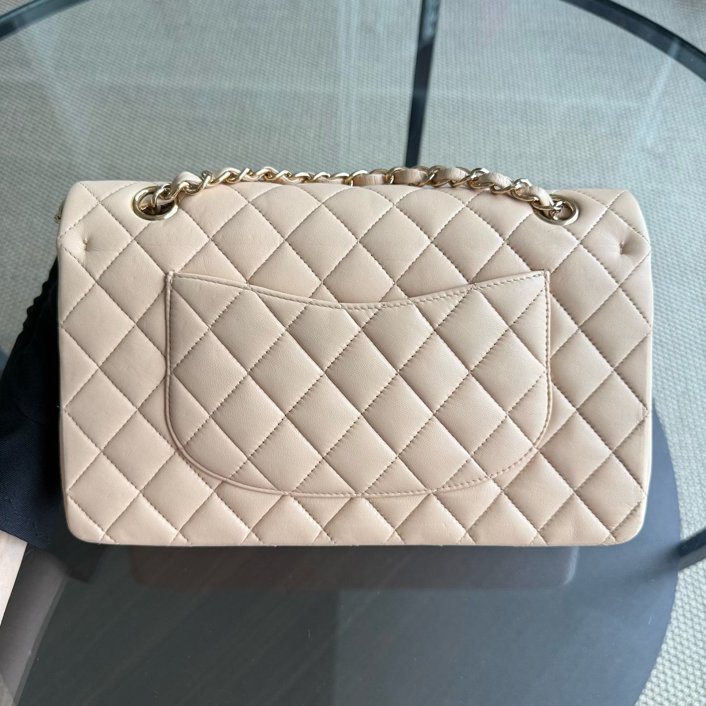 Chanel Classic Flap Medium - 25CM Quilted Lambskin Beige Gold Hardware Series 13