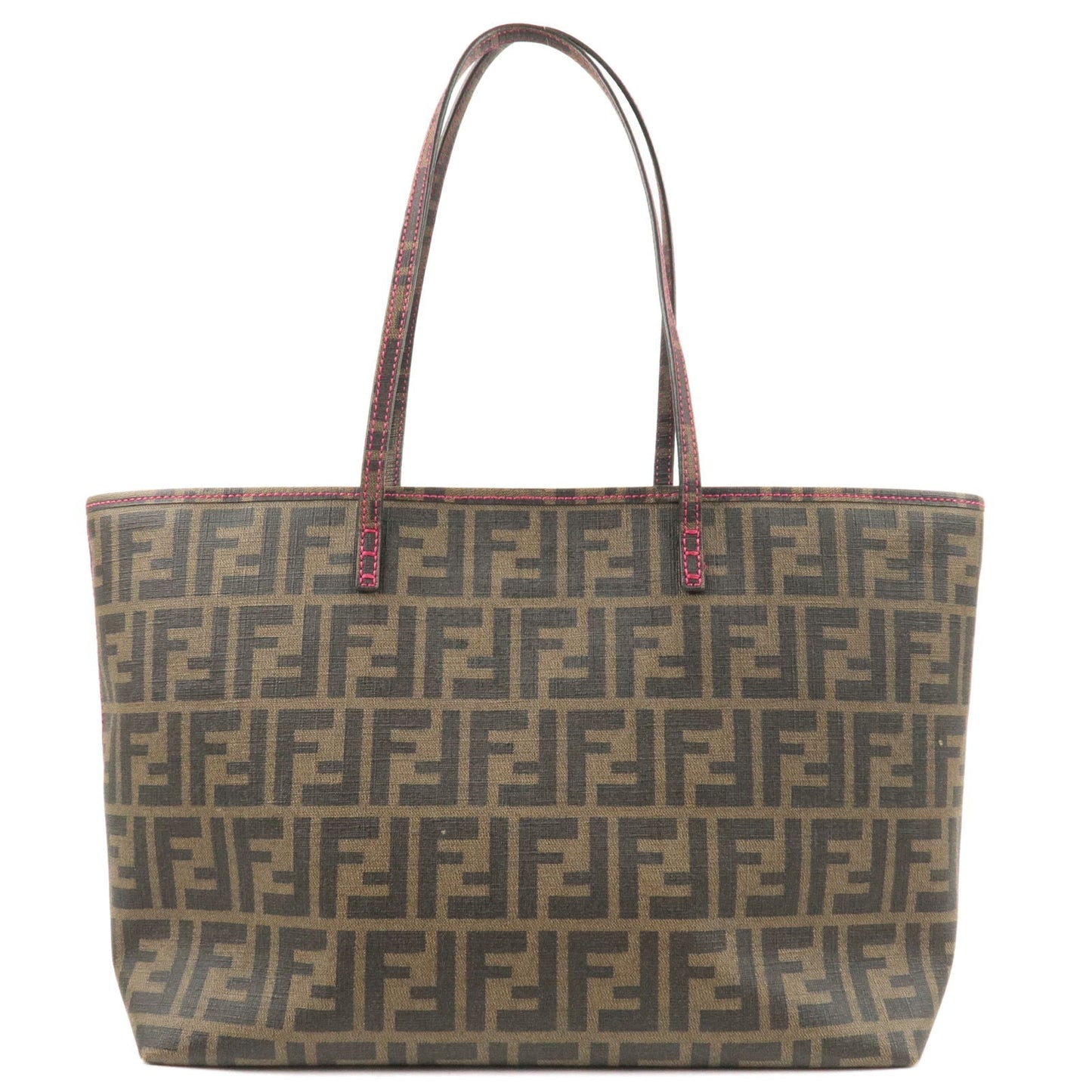 FENDI Zucca Logo Print PVC Tote Bag Khaki Black Pink 8BH198