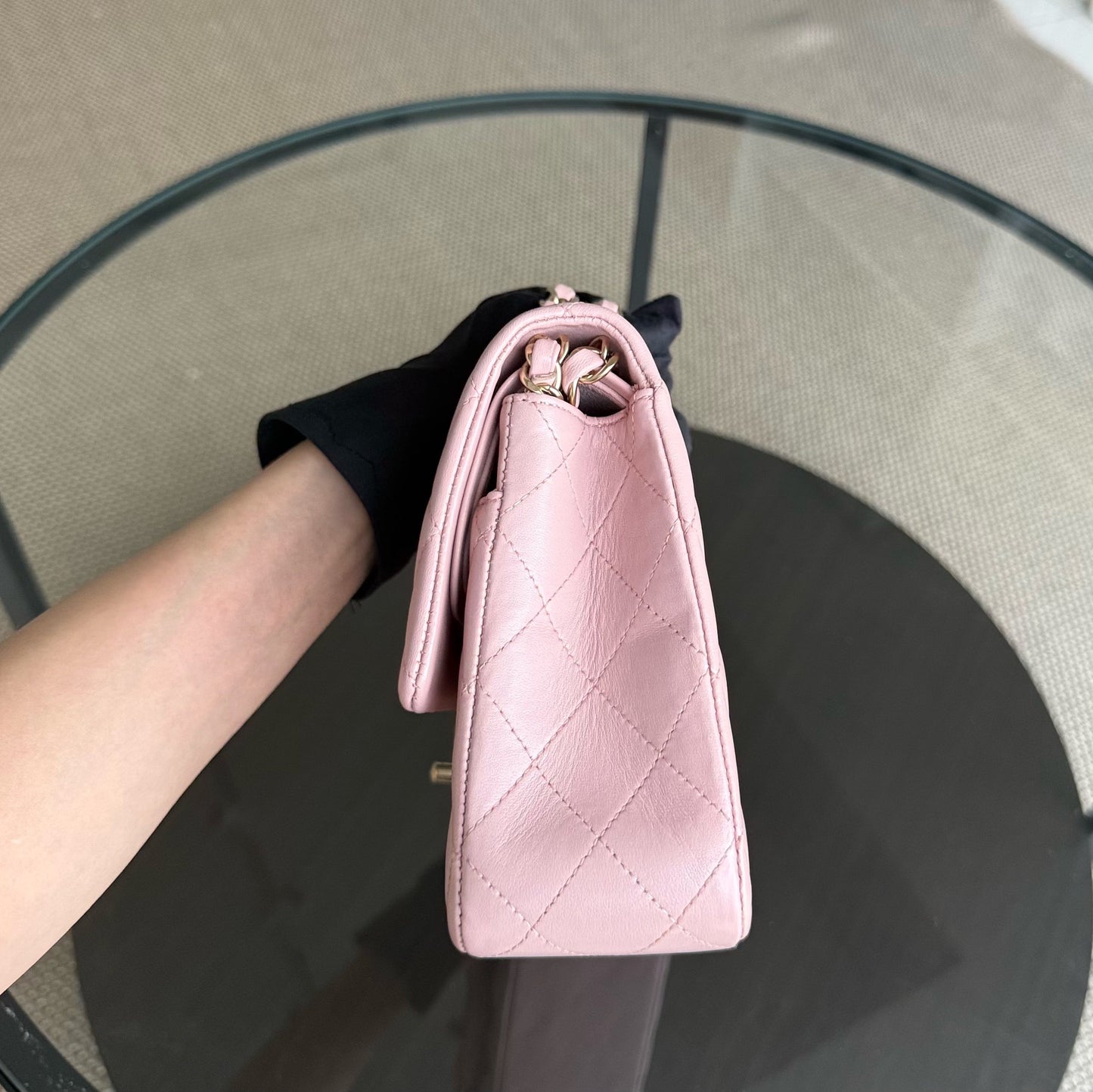 Chanel Classic Flap Medium - 25CM Quilted Lambskin Light Pink Gold Hardware Series 20