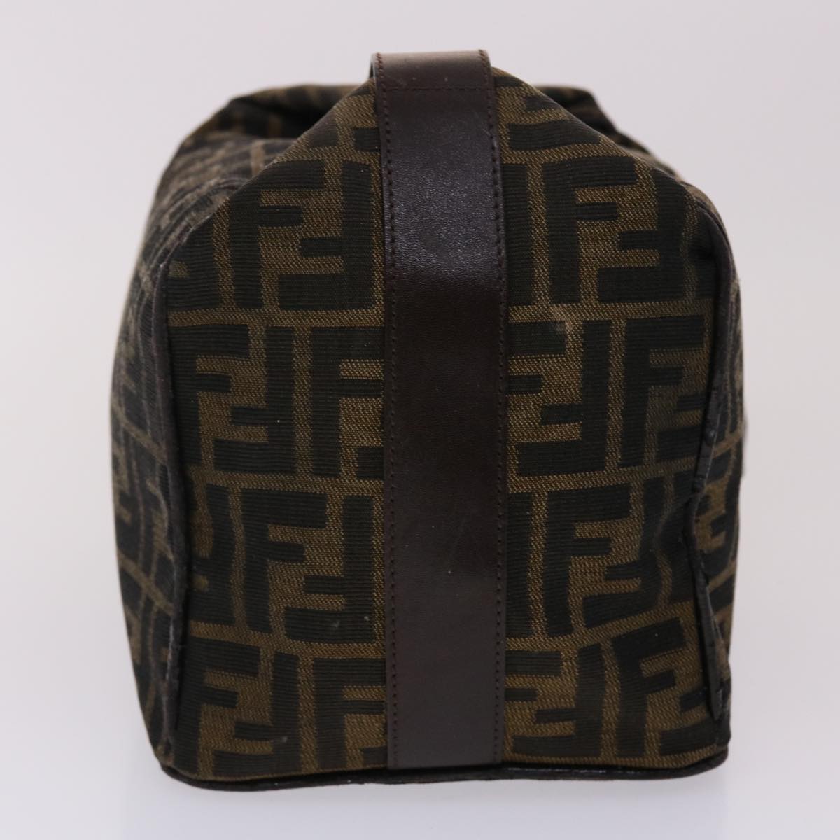 FENDI Zucca Canvas Vanity Hand Bag Nylon Brown Black 48013