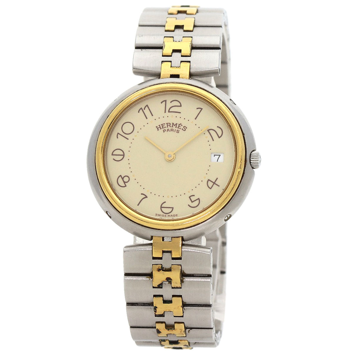 HERMES Watches Quartz Stainless Steel , SSxGP gold profile cream dial mens d