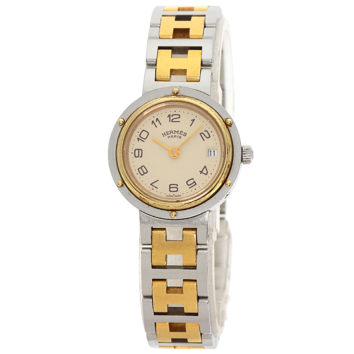 HERMES Watches Quartz Stainless Steel , SSxGP gold Clipper Old Belt cream dial Women d