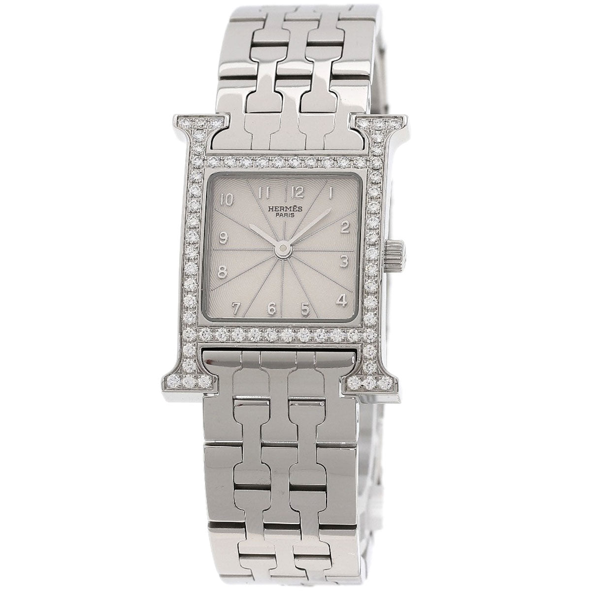 HERMES Watches Quartz HH1.230 Stainless Steel Silver H Watch Bezel Diamond Ivory dial