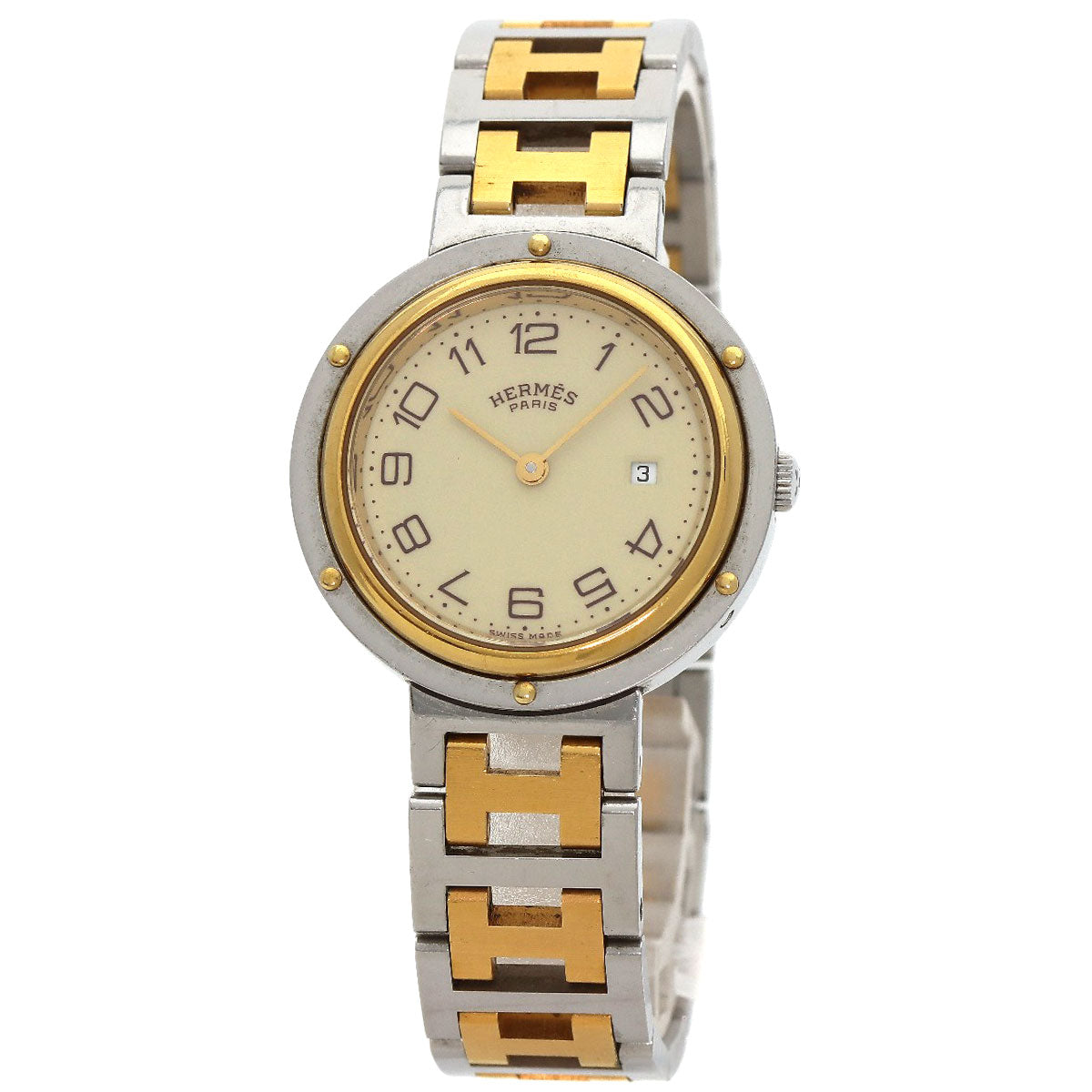 HERMES Watches Quartz Stainless Steel , SSxGP gold Clipper Ivory dial Women d