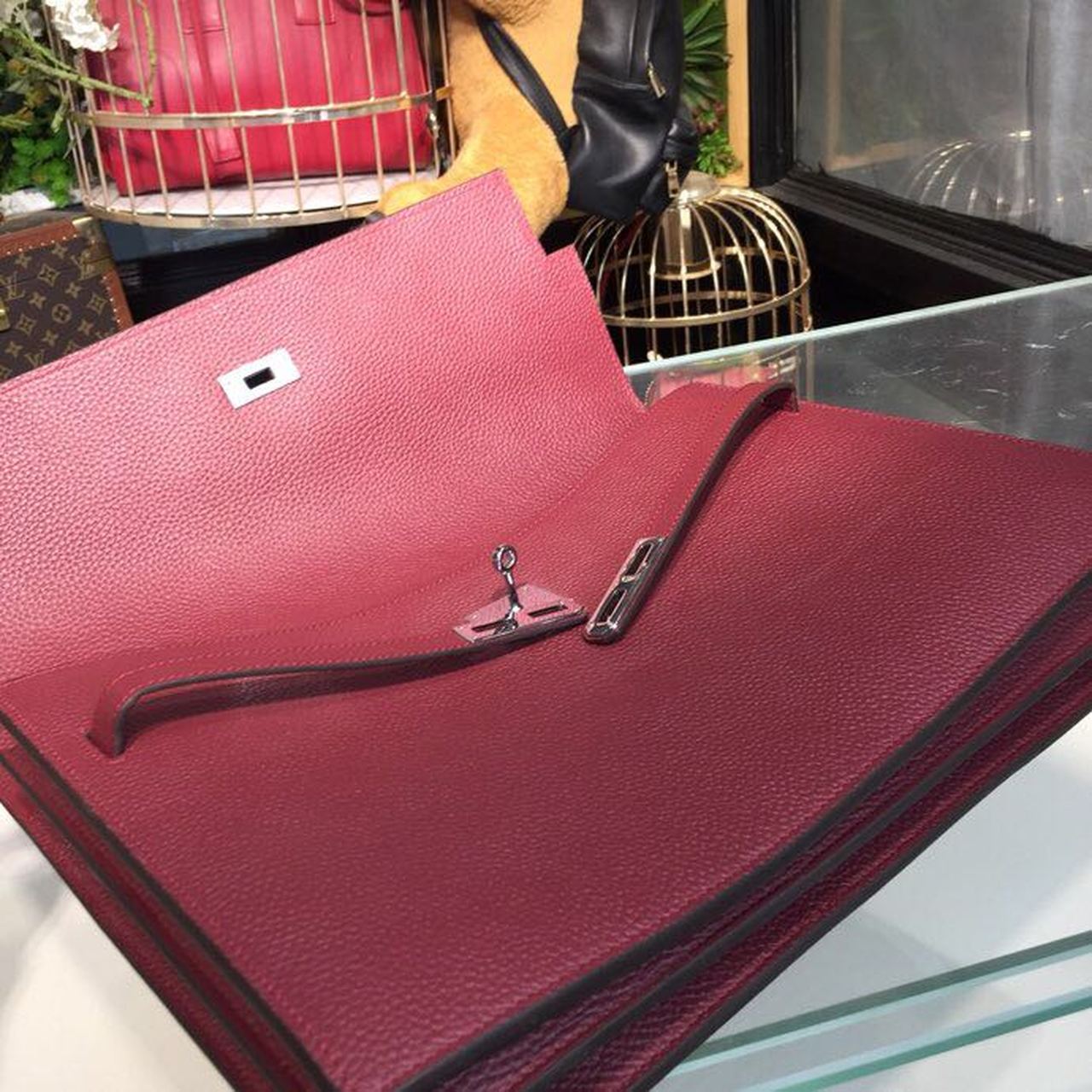 Top Quality Kelly Depeche Burgundy For Women PallaTop Qualityum Hardware 15in/38cm