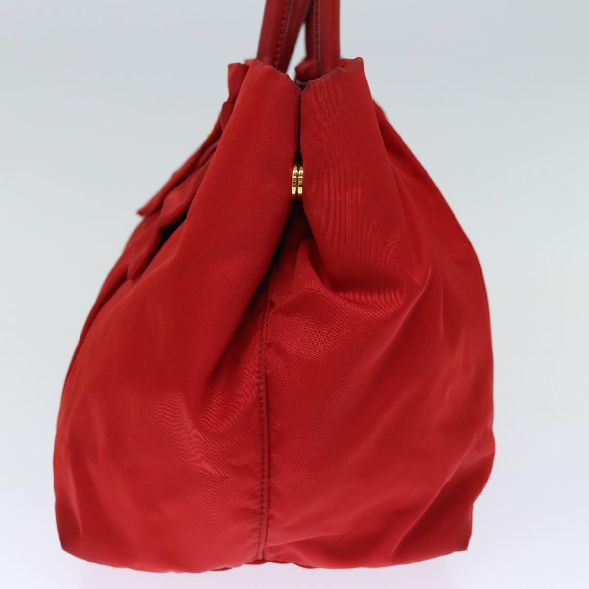 PRADA Ribbon Tote Bag Nylon Red Auth 74203