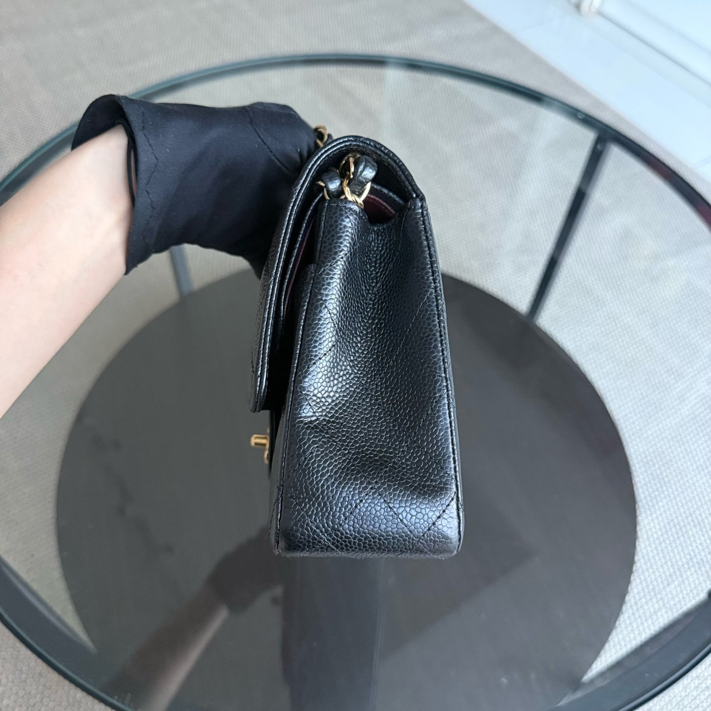 Chanel Classic Flap Medium - 25CM Quilted Caviar Black Gold Hardware Series 18