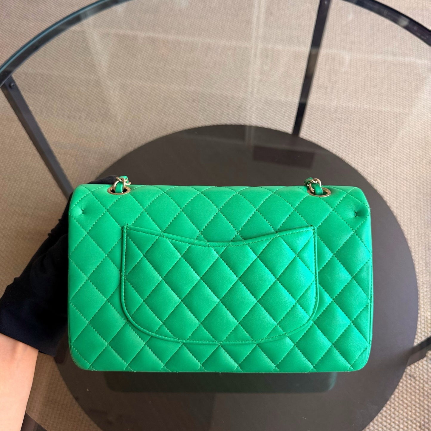 Chanel Classic Flap Medium - 25CM Quilted Lambskin Green Gold Hardware Series 18