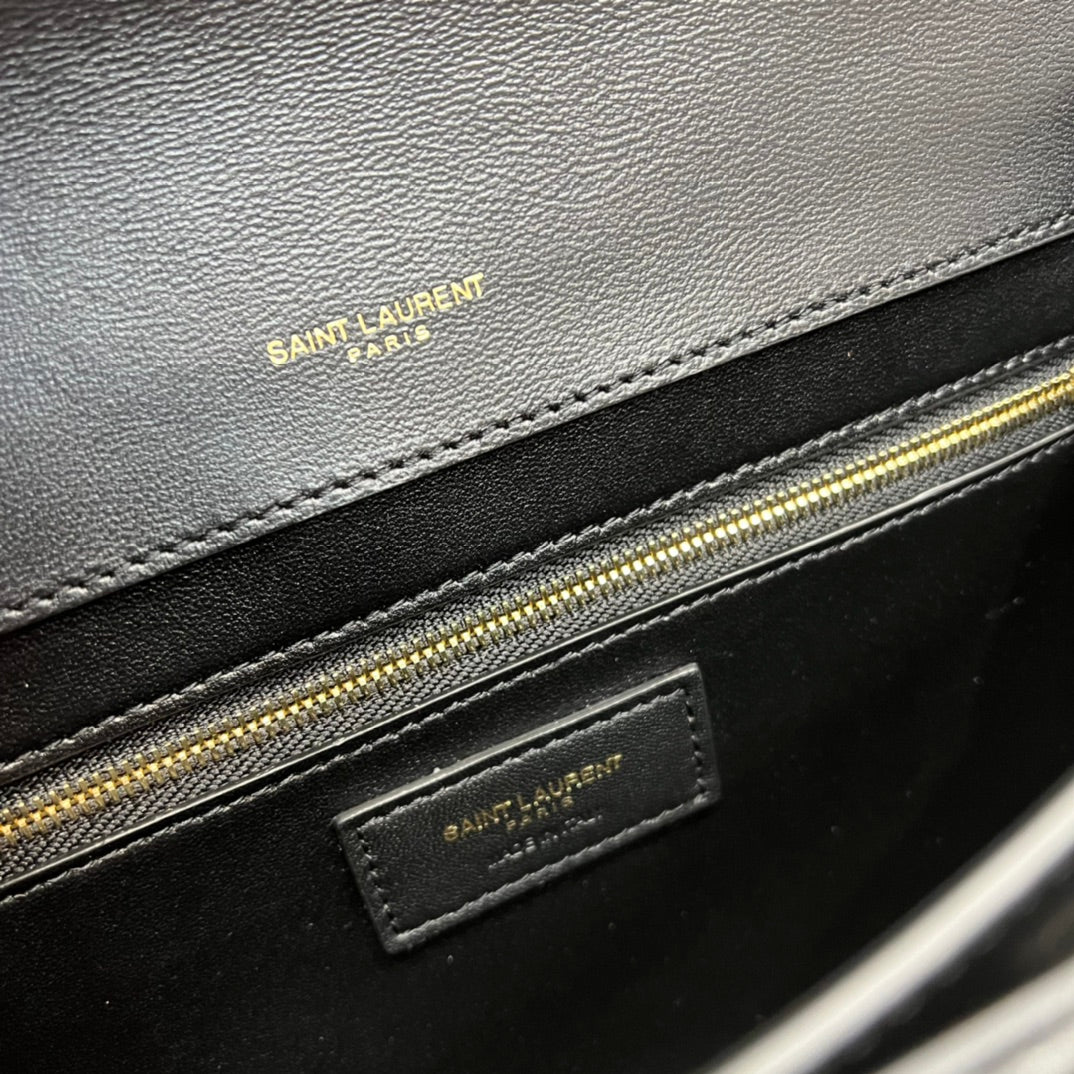 YSSL Gaby Satchel Bag In Black With Gold Toned Hardware For Women 10in/26cm YSl 695724DZEUW1000