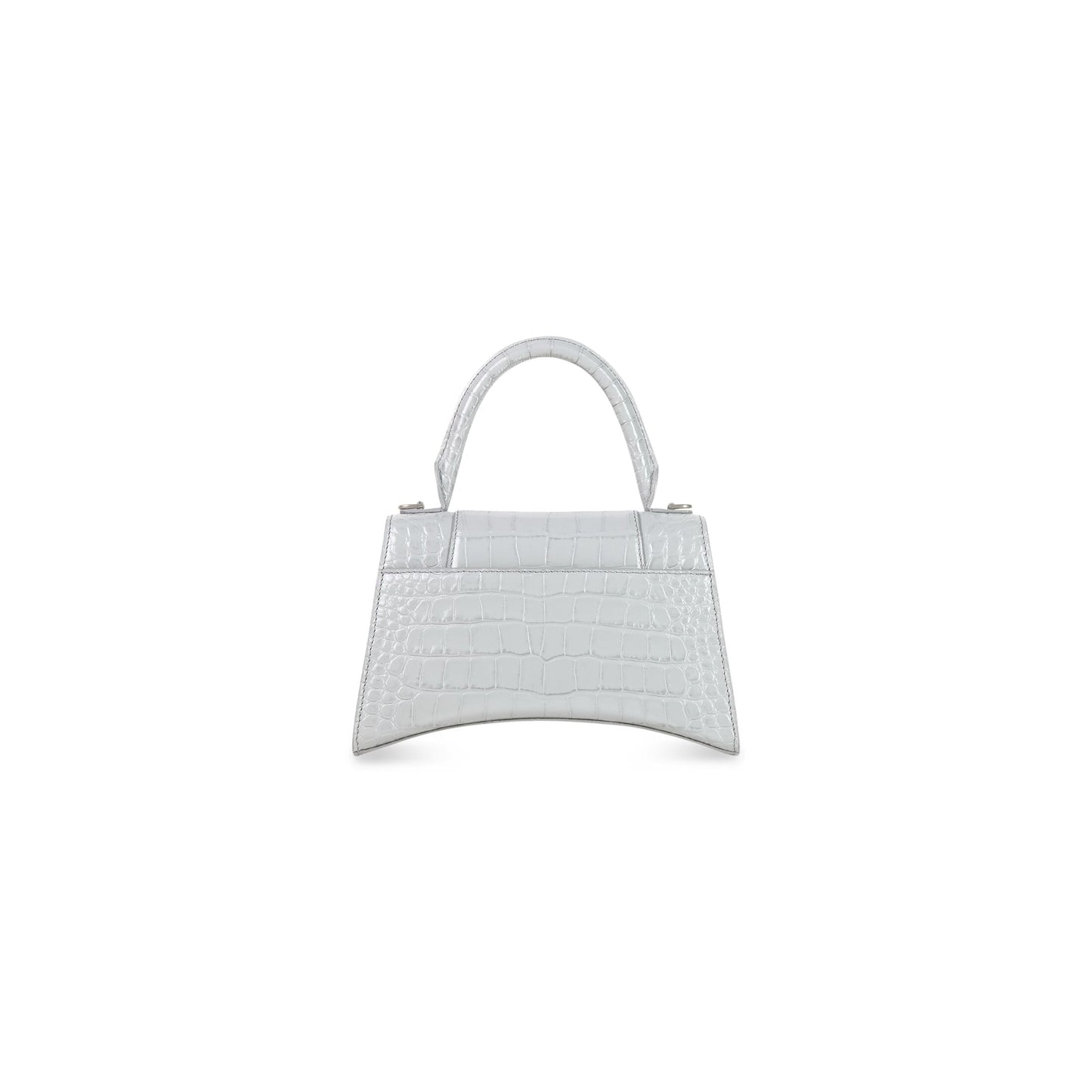 BALENCIAGA HOURGLASS SMALL HANDBAG CROCODILE EMBOSSED IN GREY
