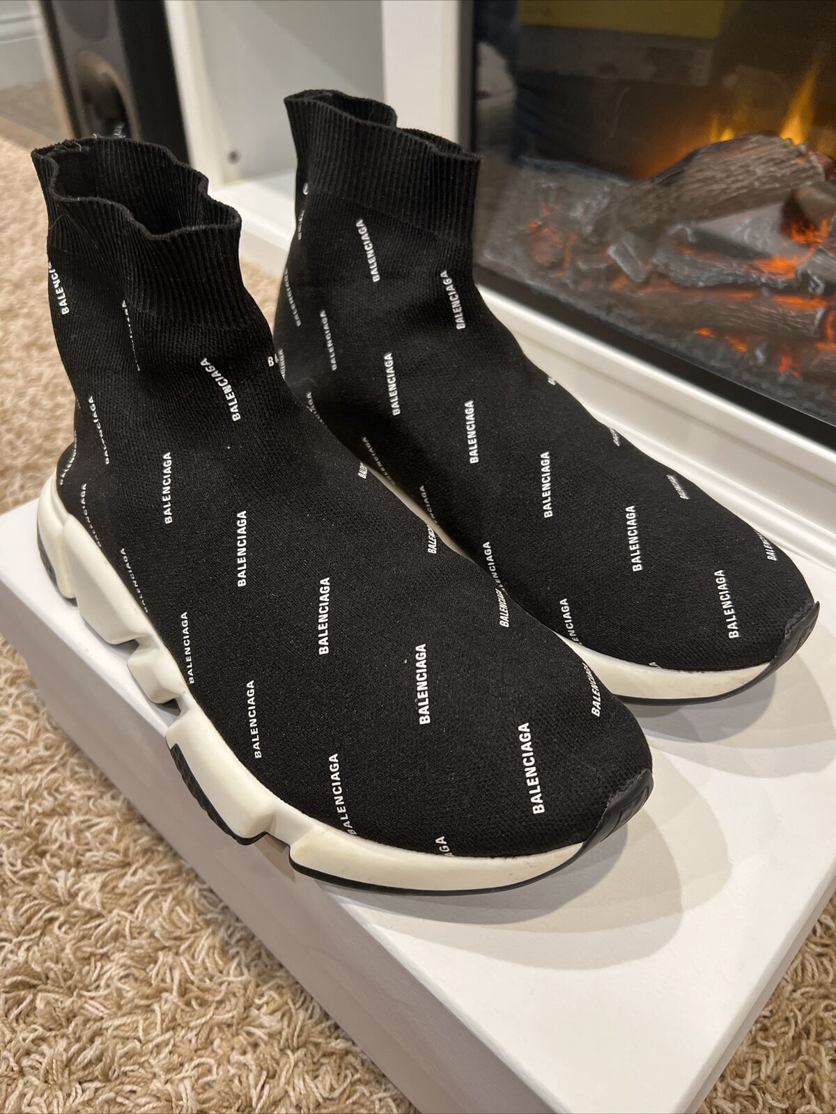 BALENCIAGA KIDS LOGO SPEED TRAINER SOCK SNEAKERS
