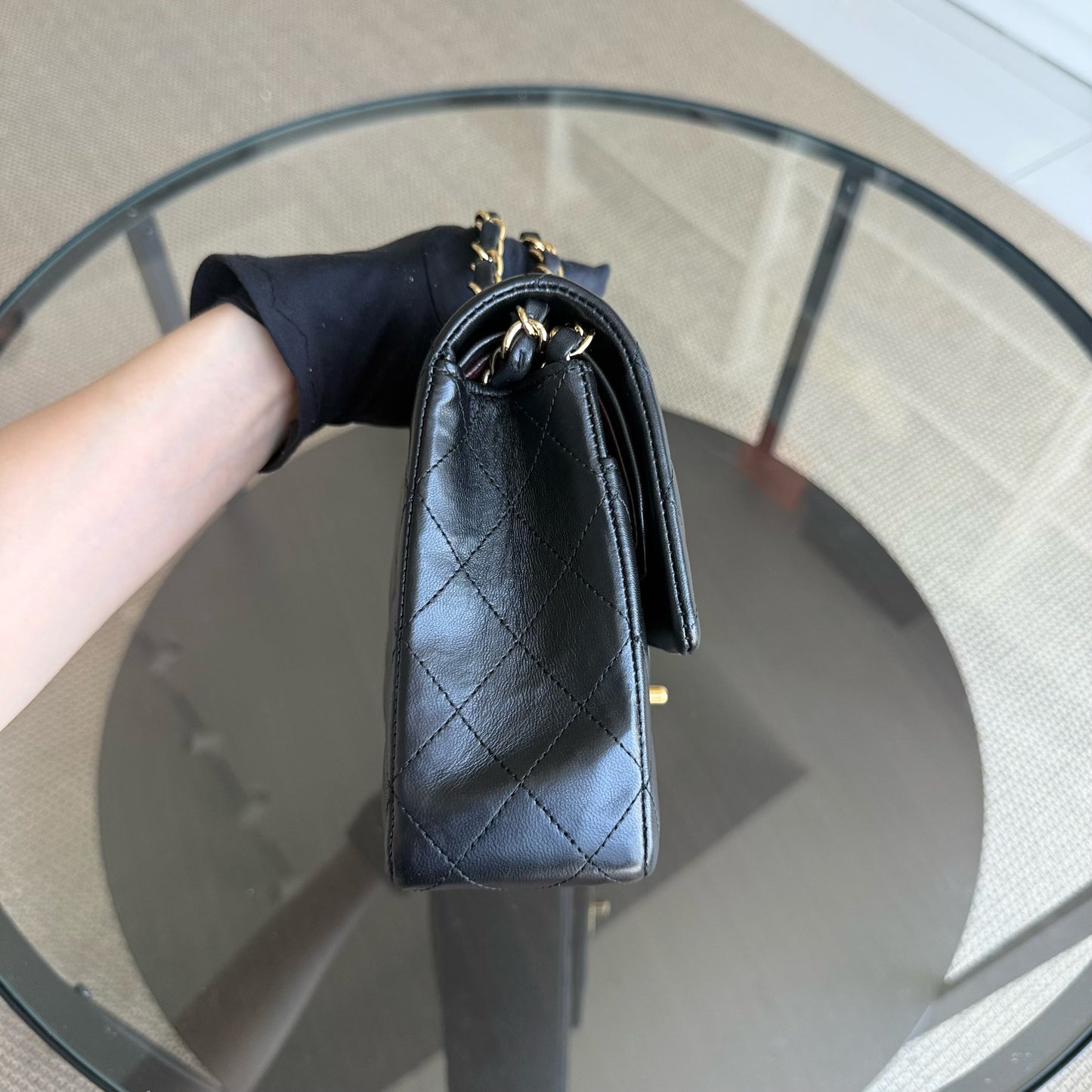 Chanel Classic Flap Medium - 25CM Quilted Lambskin Black Gold Hardware Sereis 15