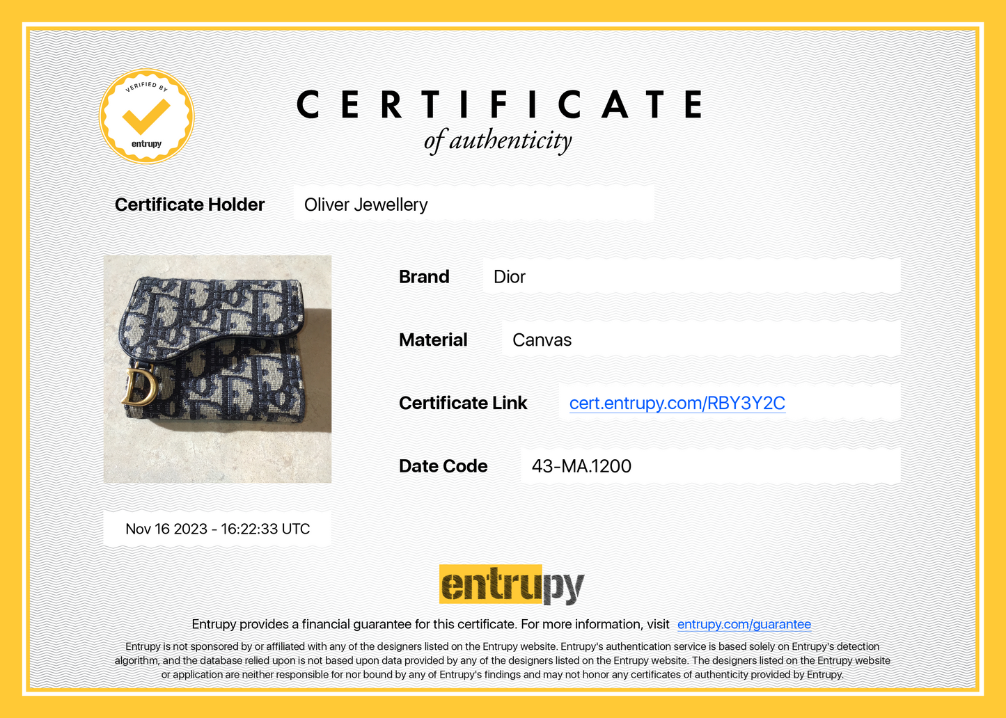 Christian Dior 2020 Oblique Saddle Compact Wallet