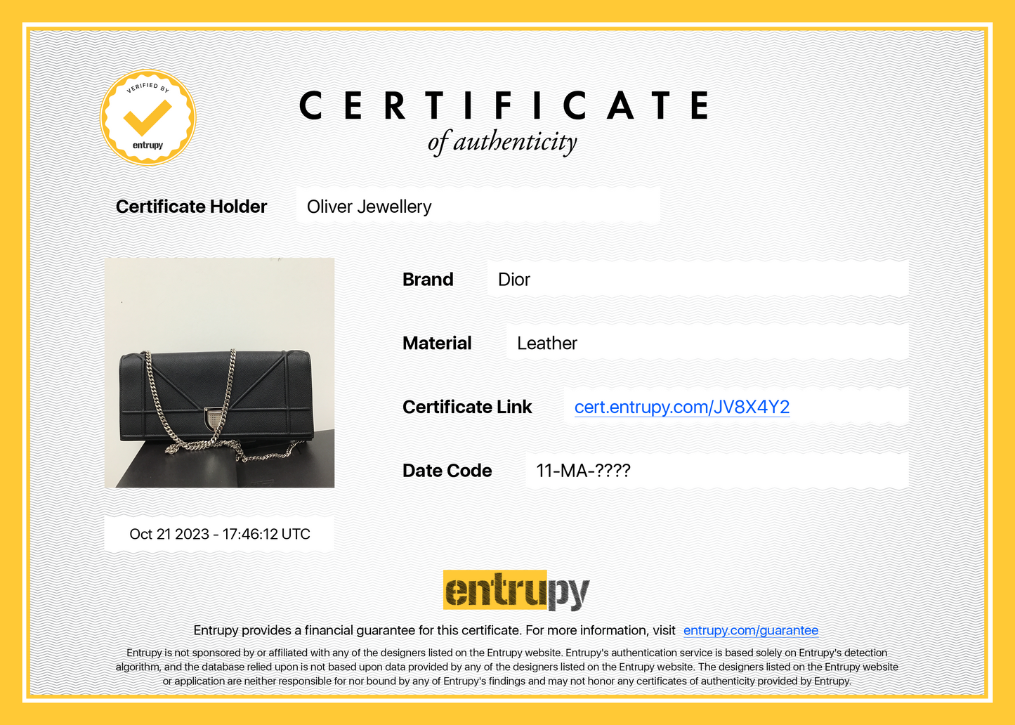 Christian Dior Black Calfskin Leather Diorama Chain Clutch