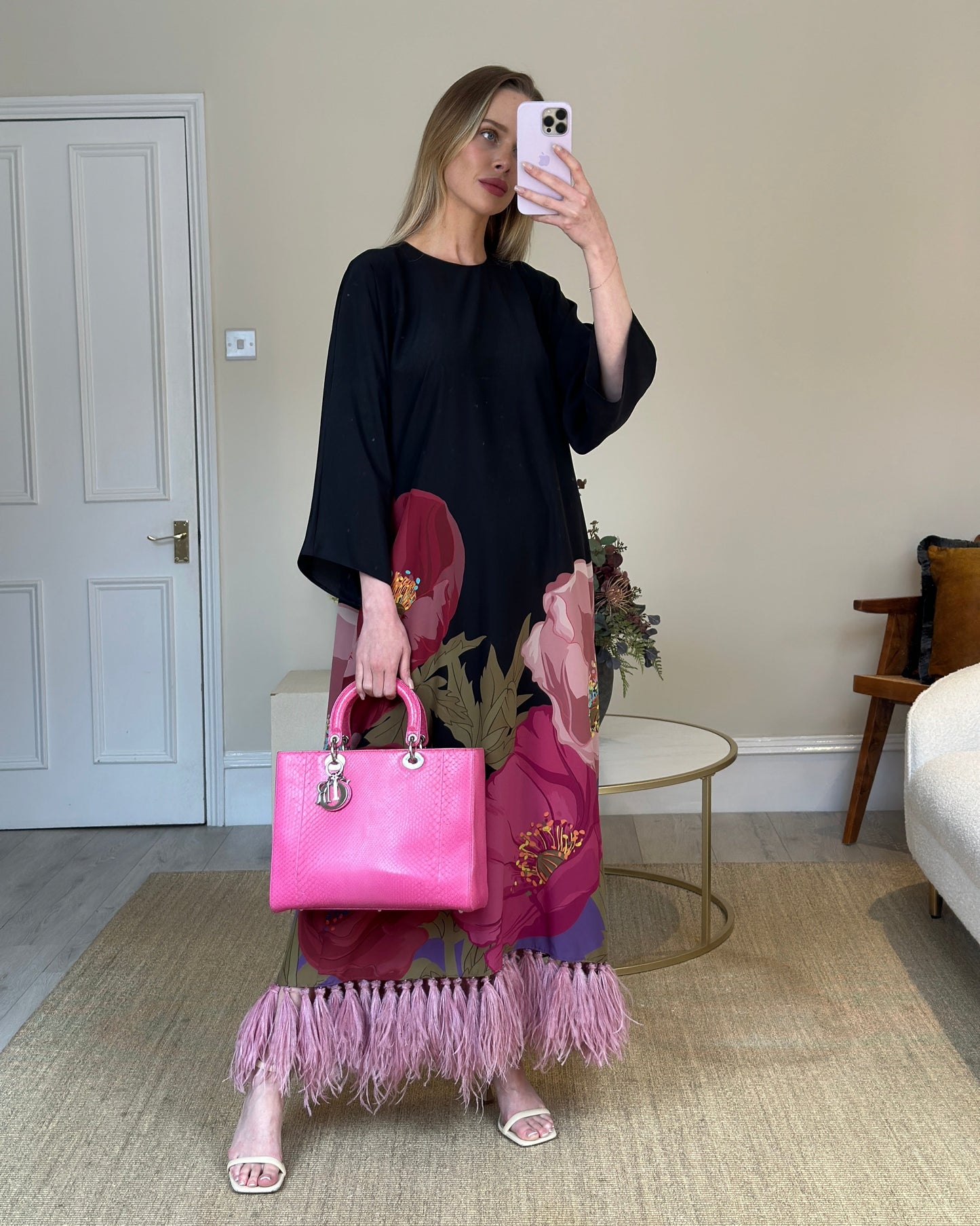 Christian Dior Large Pink Python Lady Dior Bag with Silver Hardware RRP £5600