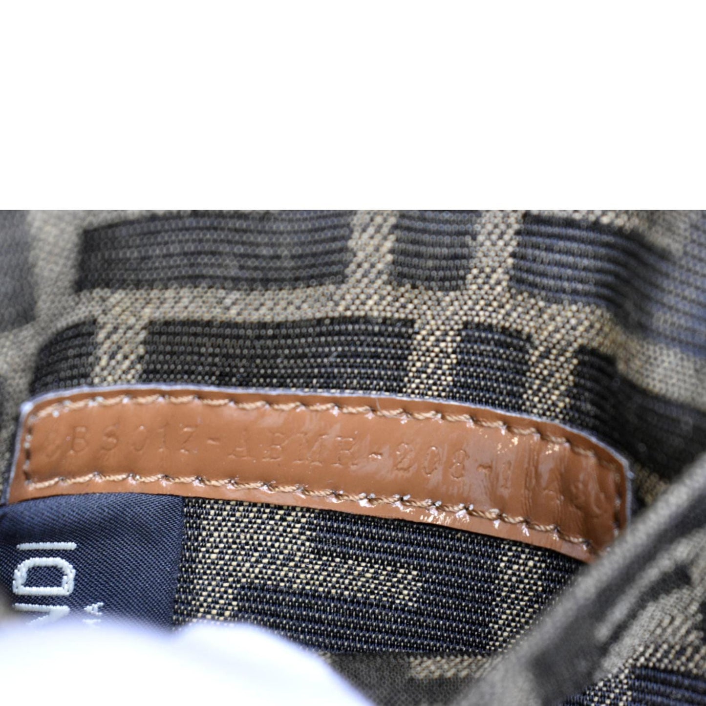 FENDI Mini Baguette Woven Jacquard Fabric Shoulder Bag Brown