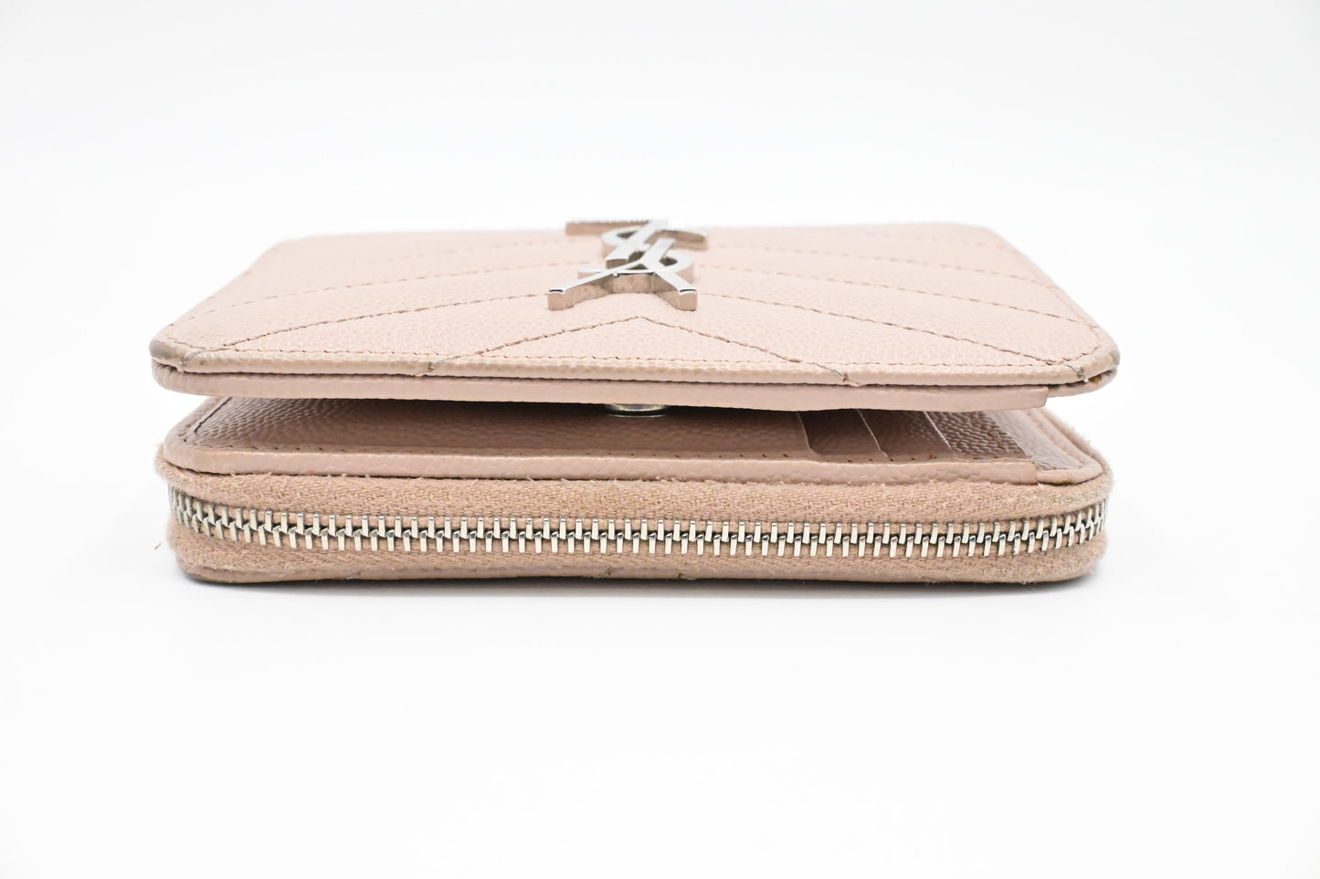YSL Saint Laurent Compact Wallet in Pink Grain de Poudre Leather