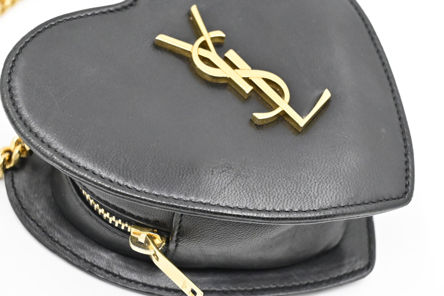 YSL Saint Laurent Mini Love Heart in Black Leather
