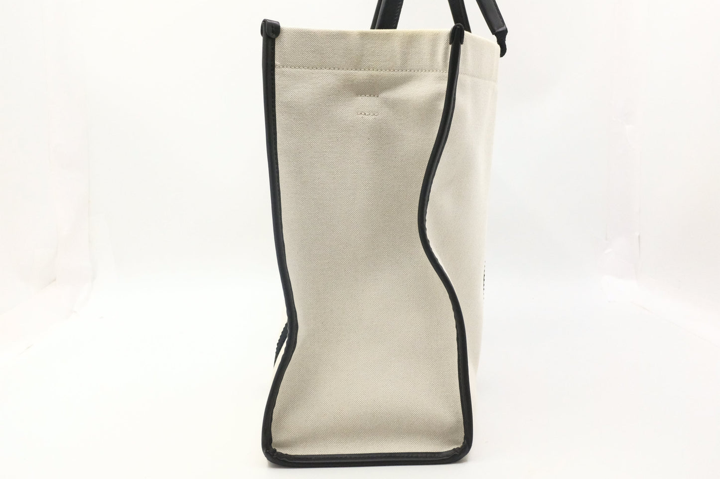 Balenciaga Neo Navy Large Tote in Off-White Canvas and Black Leather