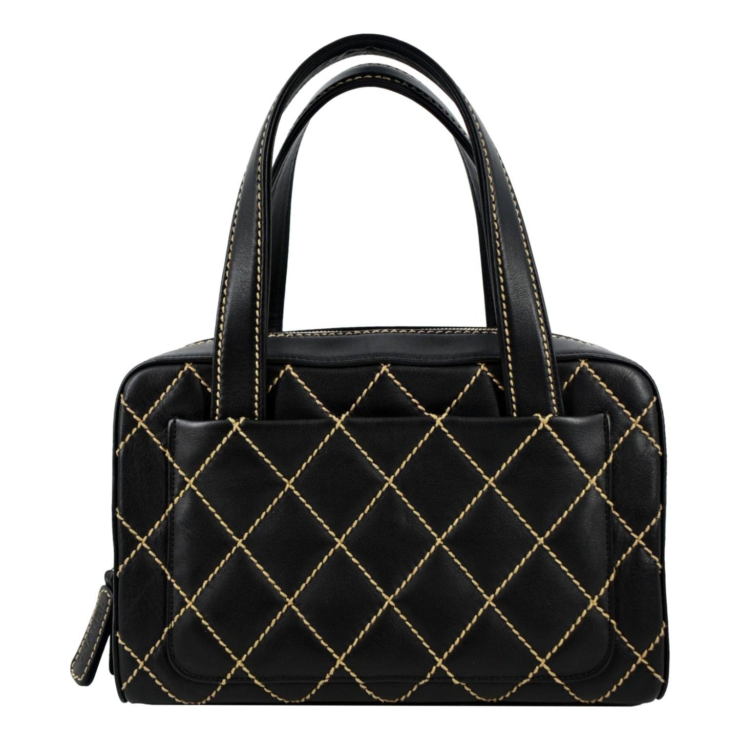 CHANEL CC Wild Stitch Calfskin Leather Tote Bag Black