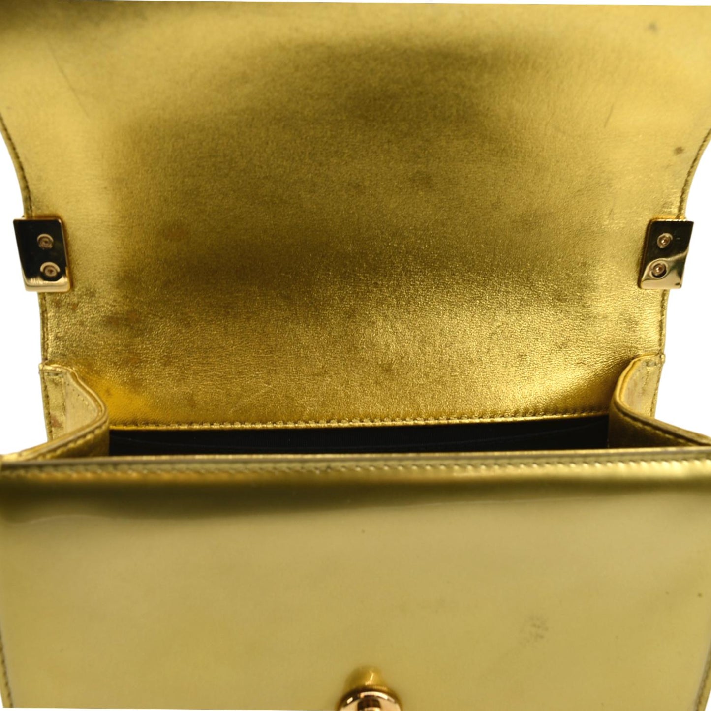 CHANEL Boy Flap Quilted Patent Leather Crossbody Bag Metallic Gold