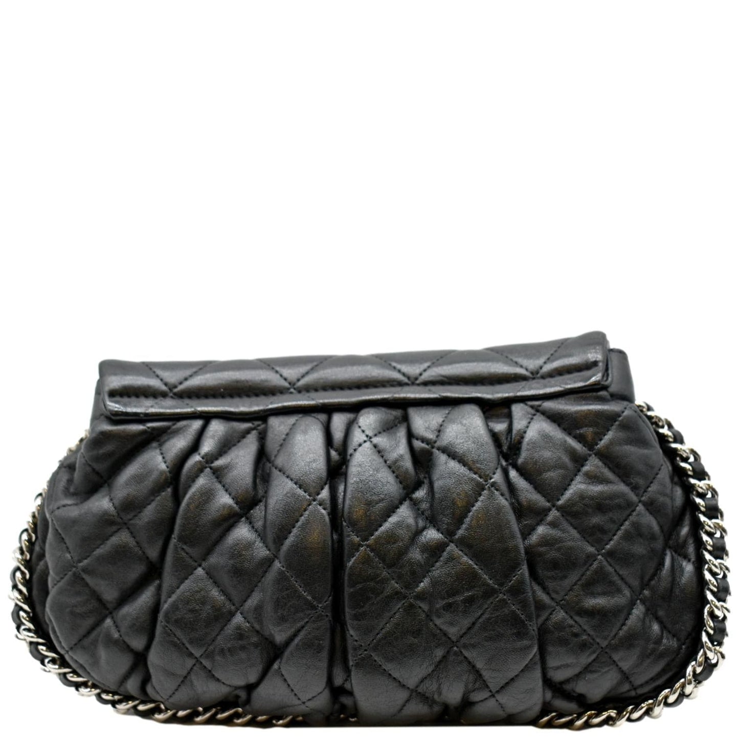 CHANEL CC Chain Around Flap Quilted Leather Crossbody Bag Black