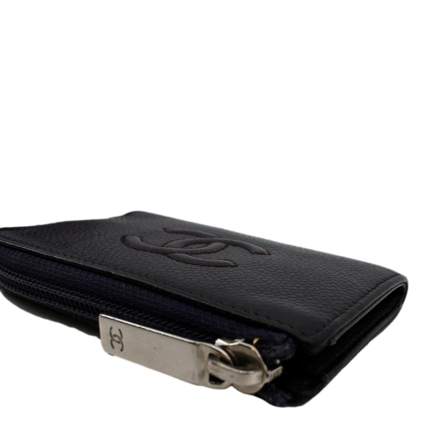 CHANEL O Key Pouch Timeless Caviar Leather Small Purse Purple