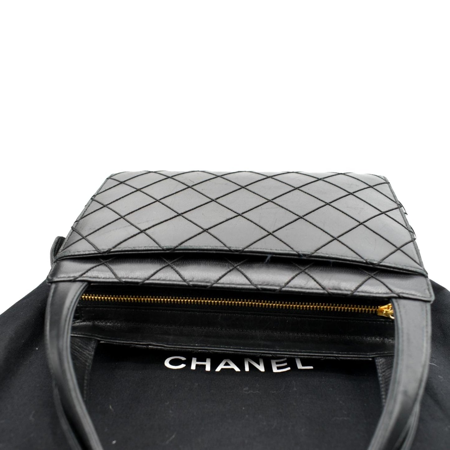 CHANEL Small Lambskin Leather Handbag Black