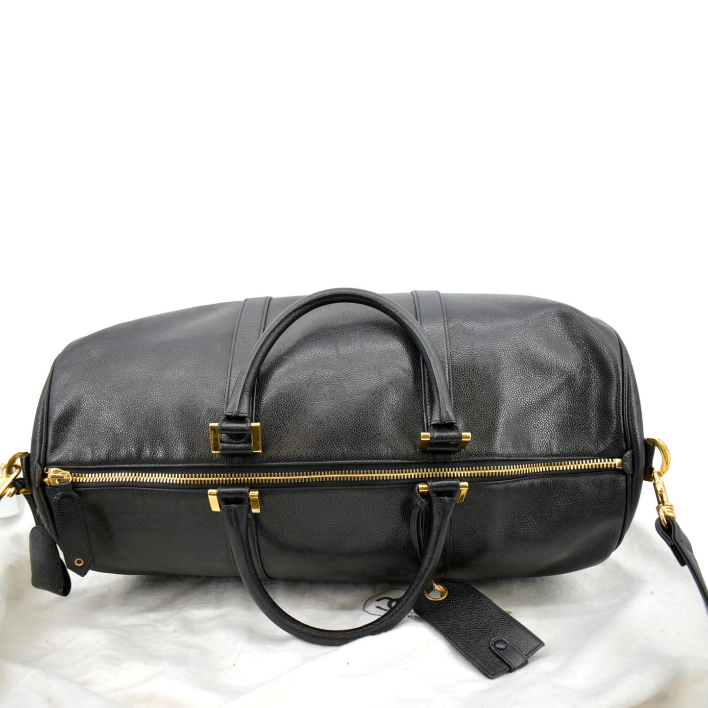 CHANEL Leather Boston Shoulder Bag Black