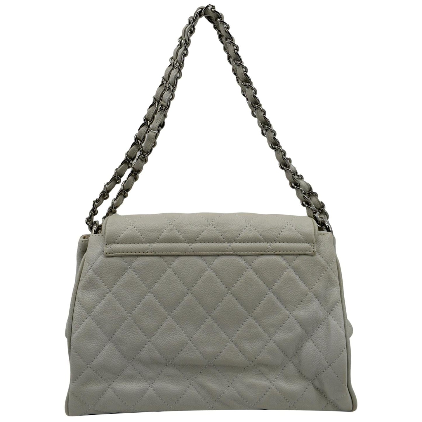 CHANEL Timeless Accordion Flap Caviar Leather Shoulder Bag White